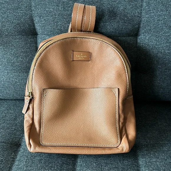 Kate Spade Brown Leather Backpack purse Kate Spade New York Leila Medium Flap Leather Backpack Warm  main image 4